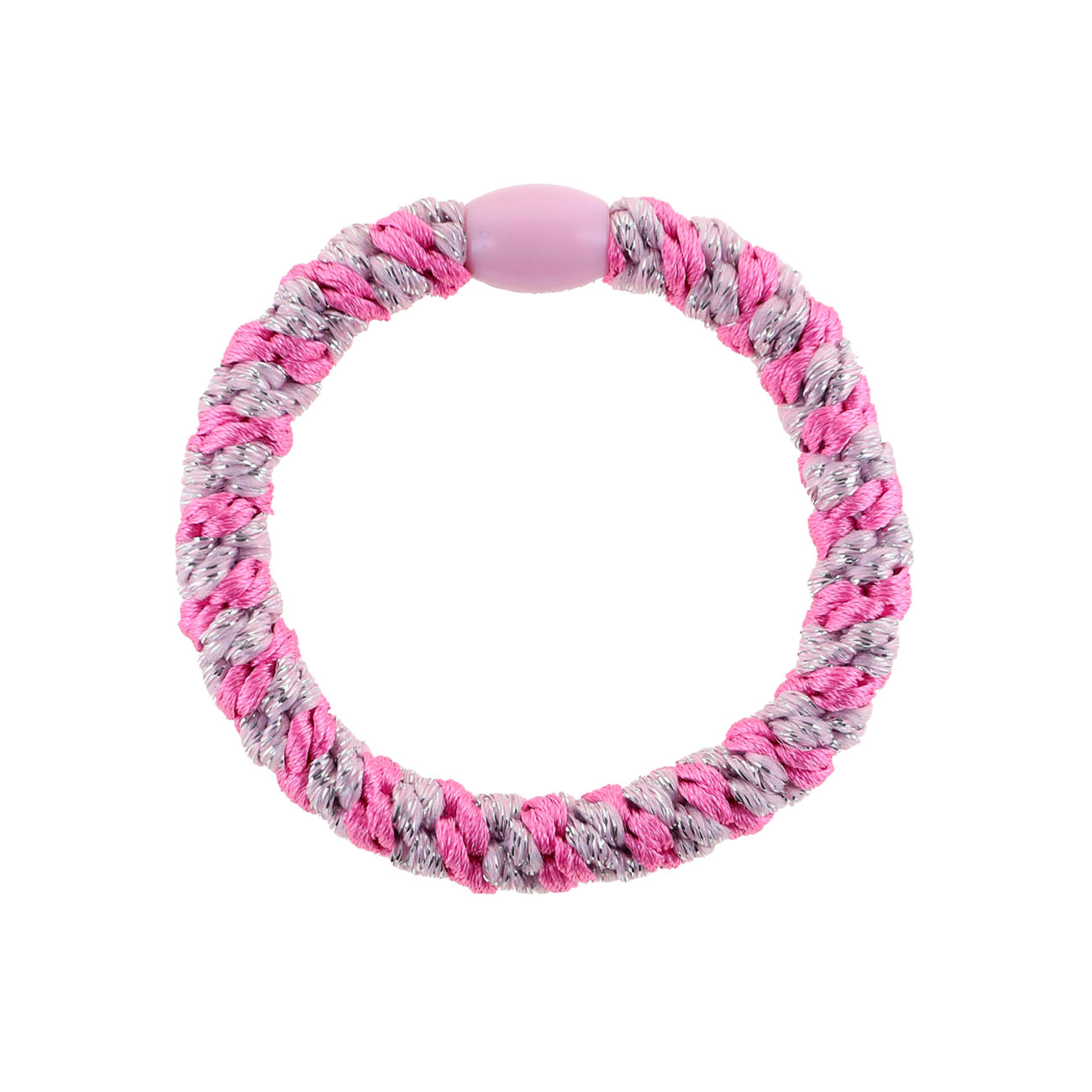 Flettet Hårelastik - Pink/Syren Glitter