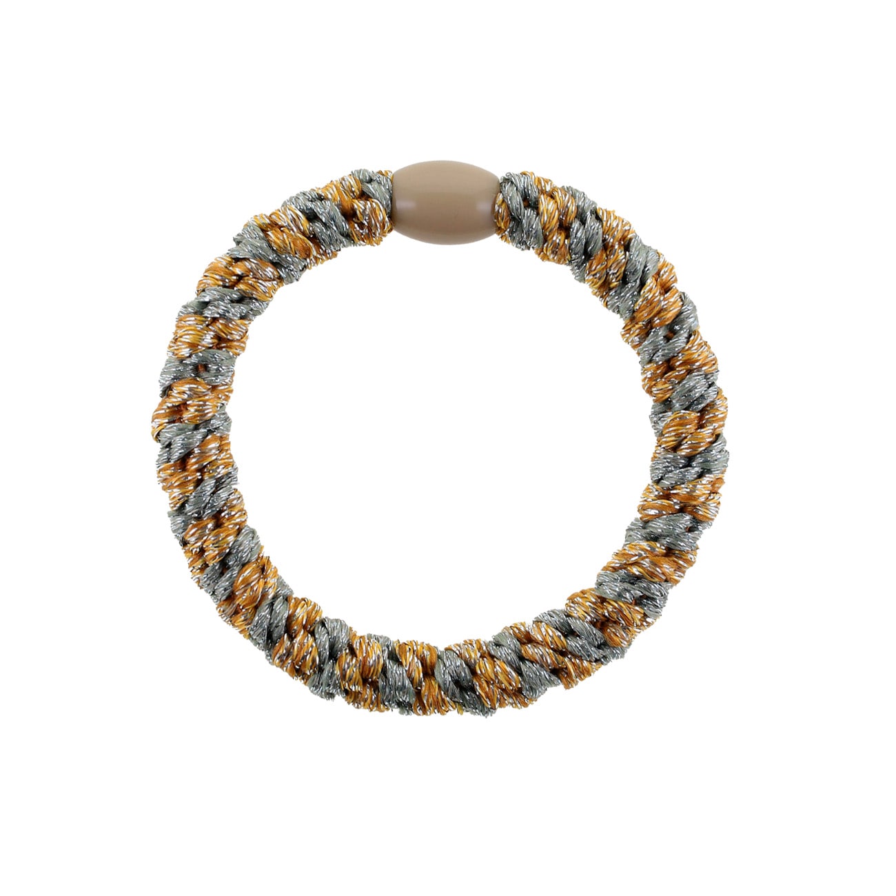 Flettet Hårelastik - Karry/Blå Glitter