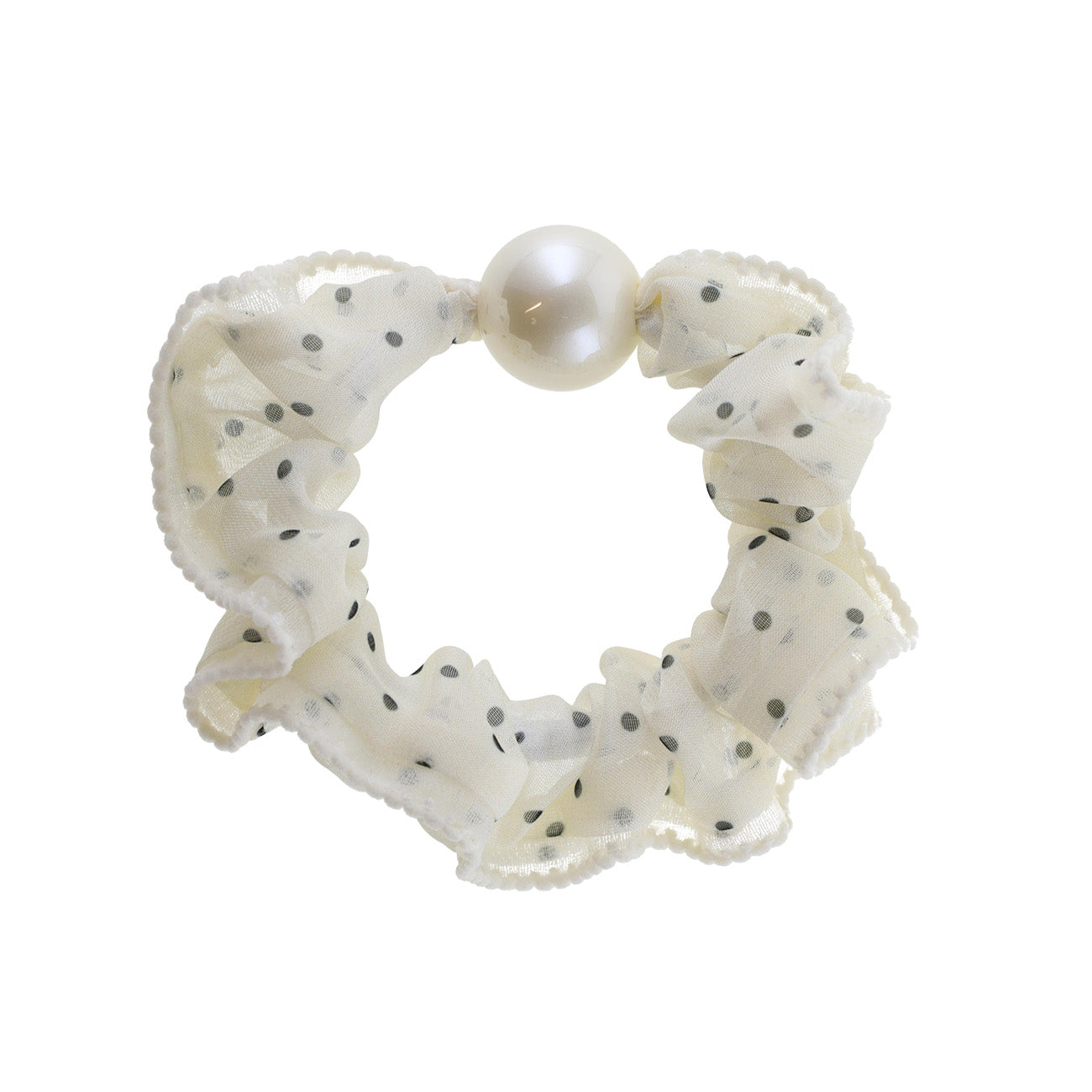 Ebba Hårelastik - Flæse Råhvid/Sort Prikker