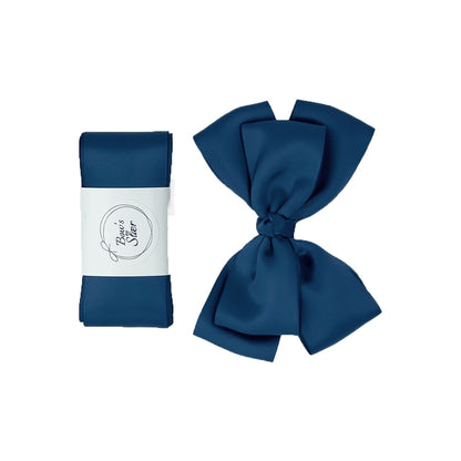 Dåbsbånd m. Dobbeltsløjfe Satin - Navy
