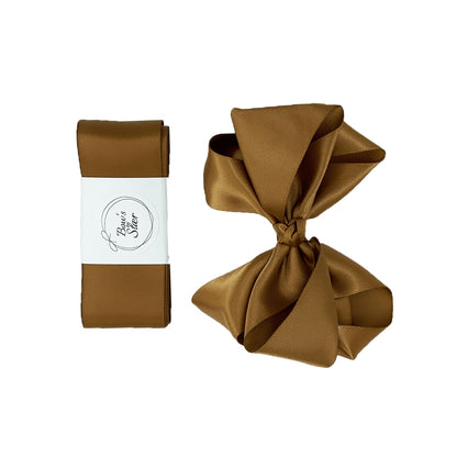 Dåbsbånd m. Sløjfe Satin - Golden Brown