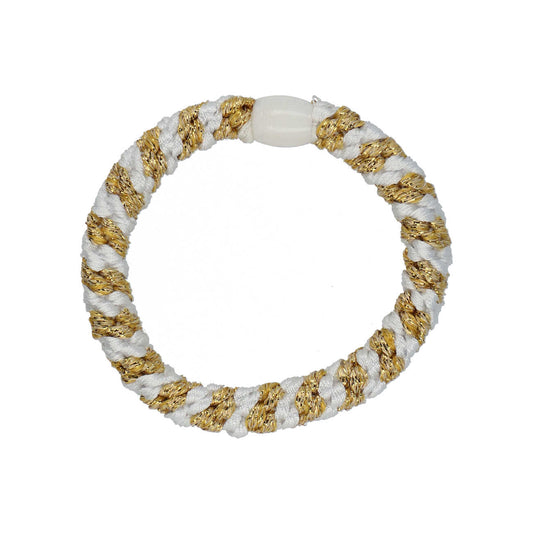 Flettet Hårelastik - Multi White/Gold