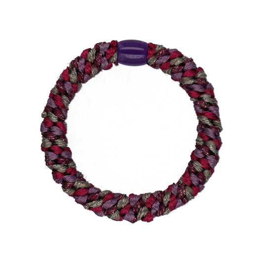Flettet Hårelastik - Multi Purple, Bordeaux glitter