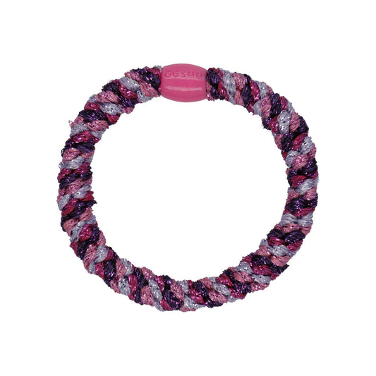 Flettet Hårelastik - Multi Pink/Purple glitter
