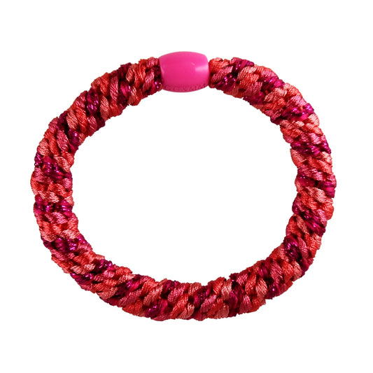 Flettet Hårelastik - Multi Rosa, rød glitter