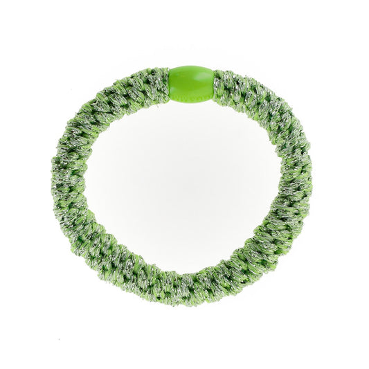 Flettet Hårelastik - Glitter Apple Green Metallic